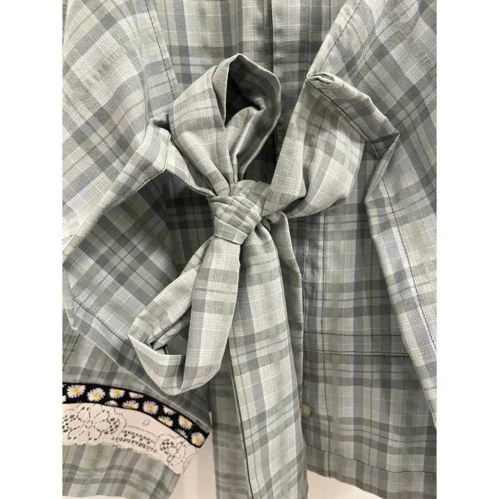 Kitchen Apron Repurposed Green Plaid Shirt Ladies OS for XS-XL